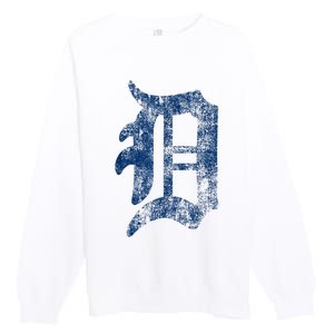 Retro Detroit Letter D Throwback Design Premium Crewneck Sweatshirt