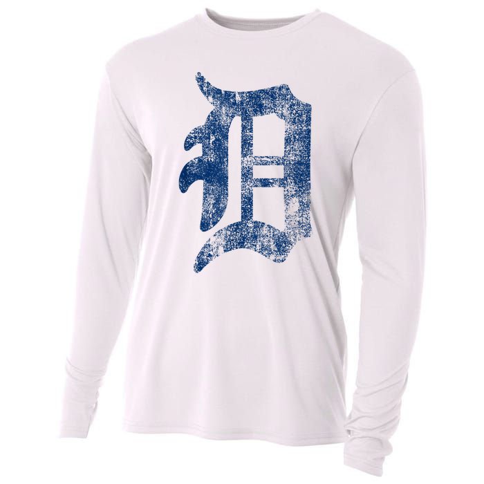 Retro Detroit Letter D Throwback Design Cooling Performance Long Sleeve Crew