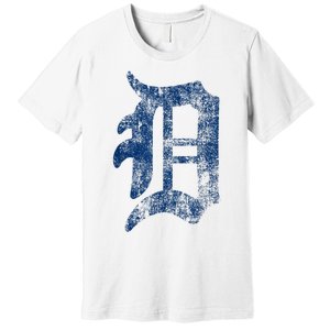 Retro Detroit Letter D Throwback Design Premium T-Shirt