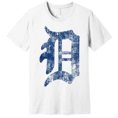 Retro Detroit Letter D Throwback Design Premium T-Shirt