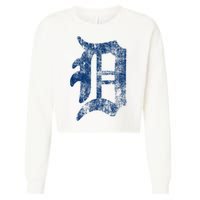 Retro Detroit Letter D Throwback Design Cropped Pullover Crew