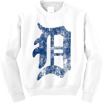 Retro Detroit Letter D Throwback Design Kids Sweatshirt