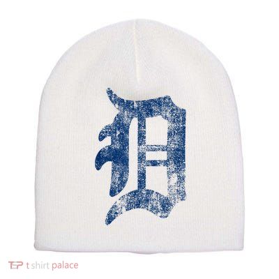 Retro Detroit Letter D Throwback Design Short Acrylic Beanie