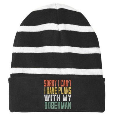 Retro Dog Lover Gag Gifts For And Doberman Lover Tank Top Striped Beanie with Solid Band