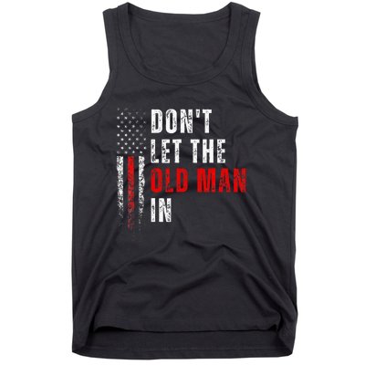 Retro DonT Let The Old Man In Vintage American Flag Funny Tank Top