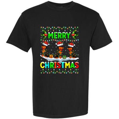 Rottweiler Dog Lighting Santa Hat Merry Christmas Rottweiler Garment-Dyed Heavyweight T-Shirt