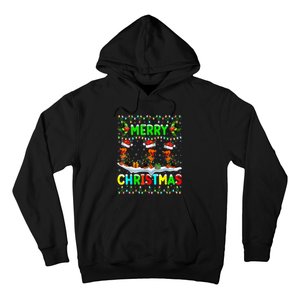 Rottweiler Dog Lighting Santa Hat Merry Christmas Rottweiler Hoodie