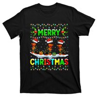 Rottweiler Dog Lighting Santa Hat Merry Christmas Rottweiler T-Shirt