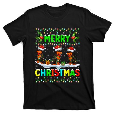 Rottweiler Dog Lighting Santa Hat Merry Christmas Rottweiler T-Shirt