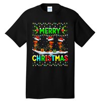 Rottweiler Dog Lighting Santa Hat Merry Christmas Rottweiler Tall T-Shirt