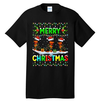 Rottweiler Dog Lighting Santa Hat Merry Christmas Rottweiler Tall T-Shirt