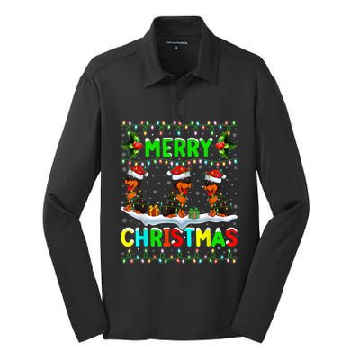 Rottweiler Dog Lighting Santa Hat Merry Christmas Rottweiler Silk Touch Performance Long Sleeve Polo