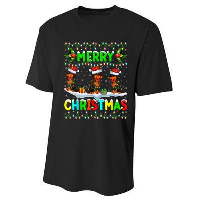 Rottweiler Dog Lighting Santa Hat Merry Christmas Rottweiler Performance Sprint T-Shirt