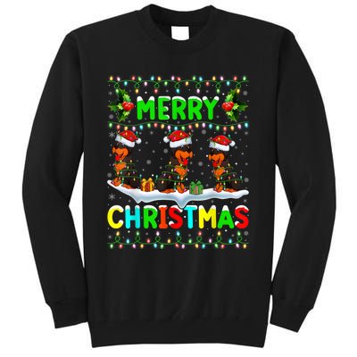 Rottweiler Dog Lighting Santa Hat Merry Christmas Rottweiler Tall Sweatshirt