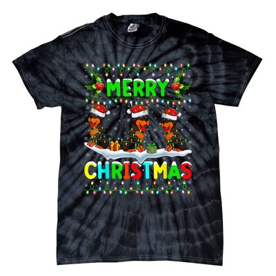 Rottweiler Dog Lighting Santa Hat Merry Christmas Rottweiler Tie-Dye T-Shirt