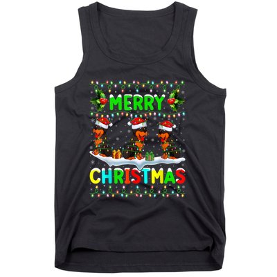 Rottweiler Dog Lighting Santa Hat Merry Christmas Rottweiler Tank Top