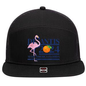 Ron Desantis Make America Florida Flamingo Election 2024 7 Panel Mesh Trucker Snapback Hat