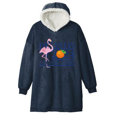 Ron Desantis Make America Florida Flamingo Election 2024 Hooded Wearable Blanket