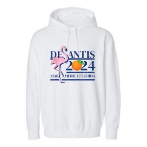 Ron Desantis Make America Florida Flamingo Election 2024 Garment-Dyed Fleece Hoodie