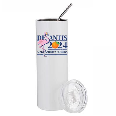 Ron Desantis Make America Florida Flamingo Election 2024 Stainless Steel Tumbler