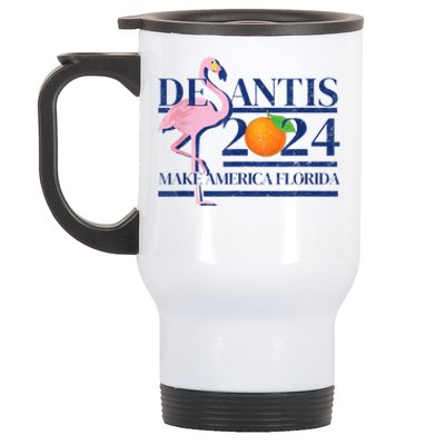 Ron Desantis Make America Florida Flamingo Election 2024 Stainless Steel Travel Mug