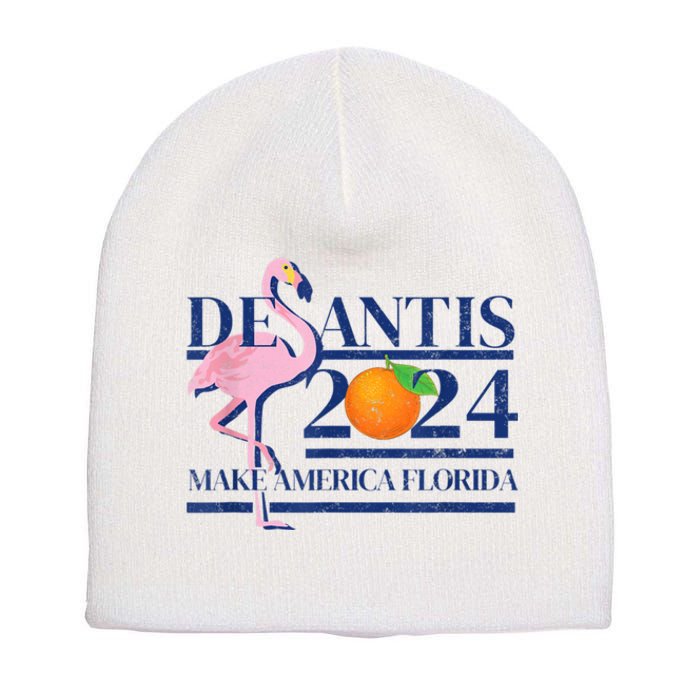 Ron Desantis Make America Florida Flamingo Election 2024 Short Acrylic Beanie