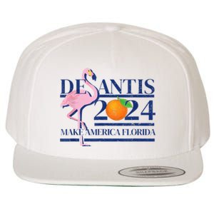 Ron Desantis Make America Florida Flamingo Election 2024 Wool Snapback Cap