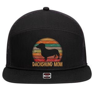 Retro Dachshund Mom Gift Doxie Dog Owner Mother Pet Mama 7 Panel Mesh Trucker Snapback Hat