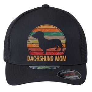 Retro Dachshund Mom Gift Doxie Dog Owner Mother Pet Mama Flexfit Unipanel Trucker Cap