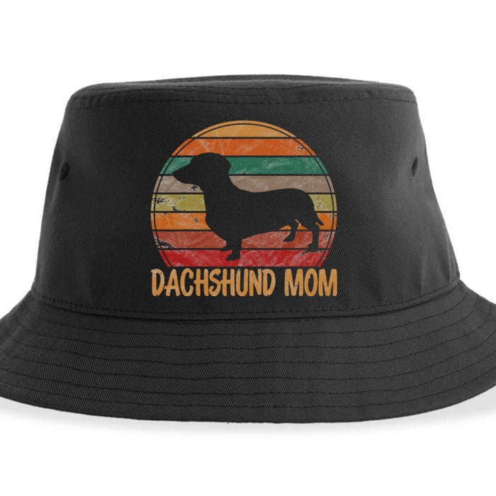 Retro Dachshund Mom Gift Doxie Dog Owner Mother Pet Mama Sustainable Bucket Hat