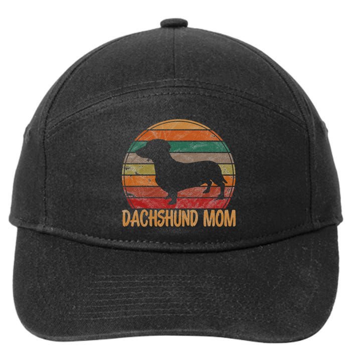 Retro Dachshund Mom Gift Doxie Dog Owner Mother Pet Mama 7-Panel Snapback Hat