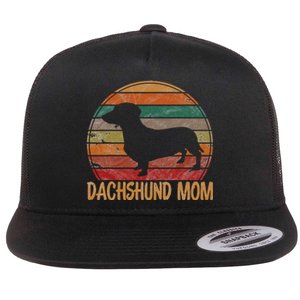 Retro Dachshund Mom Gift Doxie Dog Owner Mother Pet Mama Flat Bill Trucker Hat