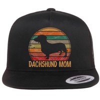 Retro Dachshund Mom Gift Doxie Dog Owner Mother Pet Mama Flat Bill Trucker Hat