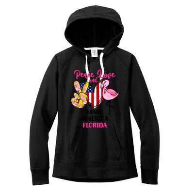 Ron Desantis Make America Florida Flamingos Peace Love Gift Women's Fleece Hoodie