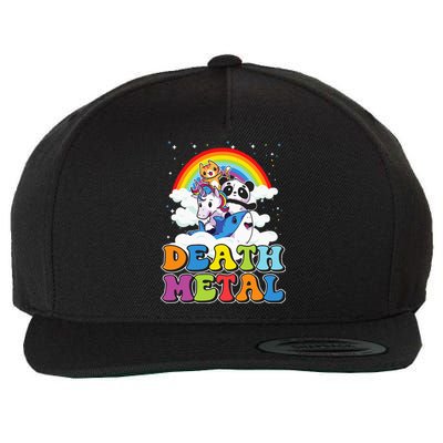 Retro Death Metal Cat Rainbow Unicorn Funny Heavy Metal Wool Snapback Cap