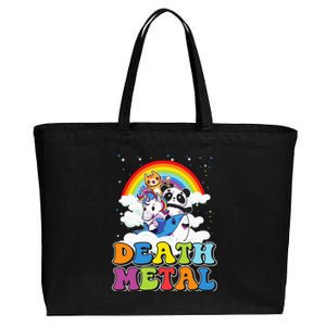 Retro Death Metal Cat Rainbow Unicorn Funny Heavy Metal Cotton Canvas Jumbo Tote