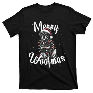 Rottweiler Dog Merry Woofmas Christmas Lights Santa Hat Tank Top T-Shirt