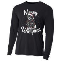 Rottweiler Dog Merry Woofmas Christmas Lights Santa Hat Tank Top Cooling Performance Long Sleeve Crew