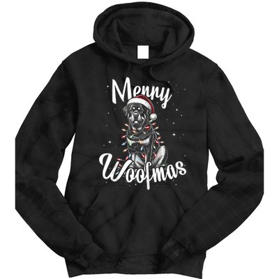 Rottweiler Dog Merry Woofmas Christmas Lights Santa Hat Tank Top Tie Dye Hoodie