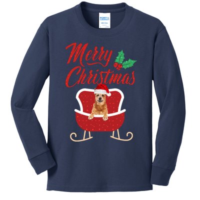 RedHeeler Dog Merry Christmas Design For The Holiday Season! Kids Long Sleeve Shirt