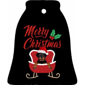 Rottweiler Dog Merry Christmas Design For The Holiday Season! Ceramic Bell Ornament