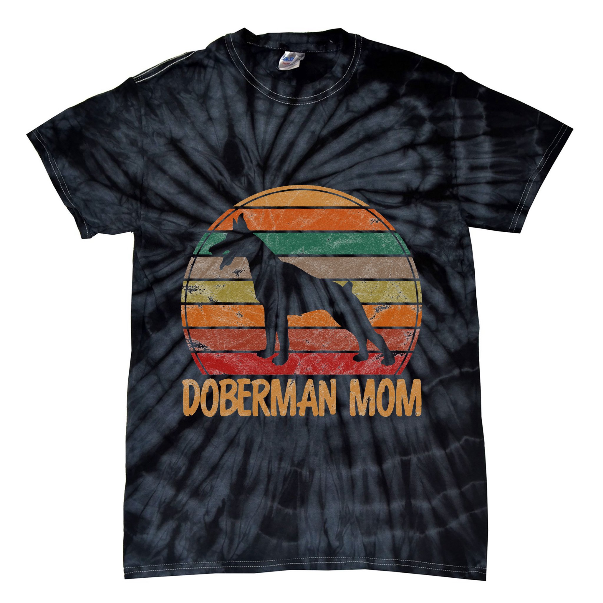 Retro Doberman Mom Gift Dog Mother Pet Pinschers Tie-Dye T-Shirt