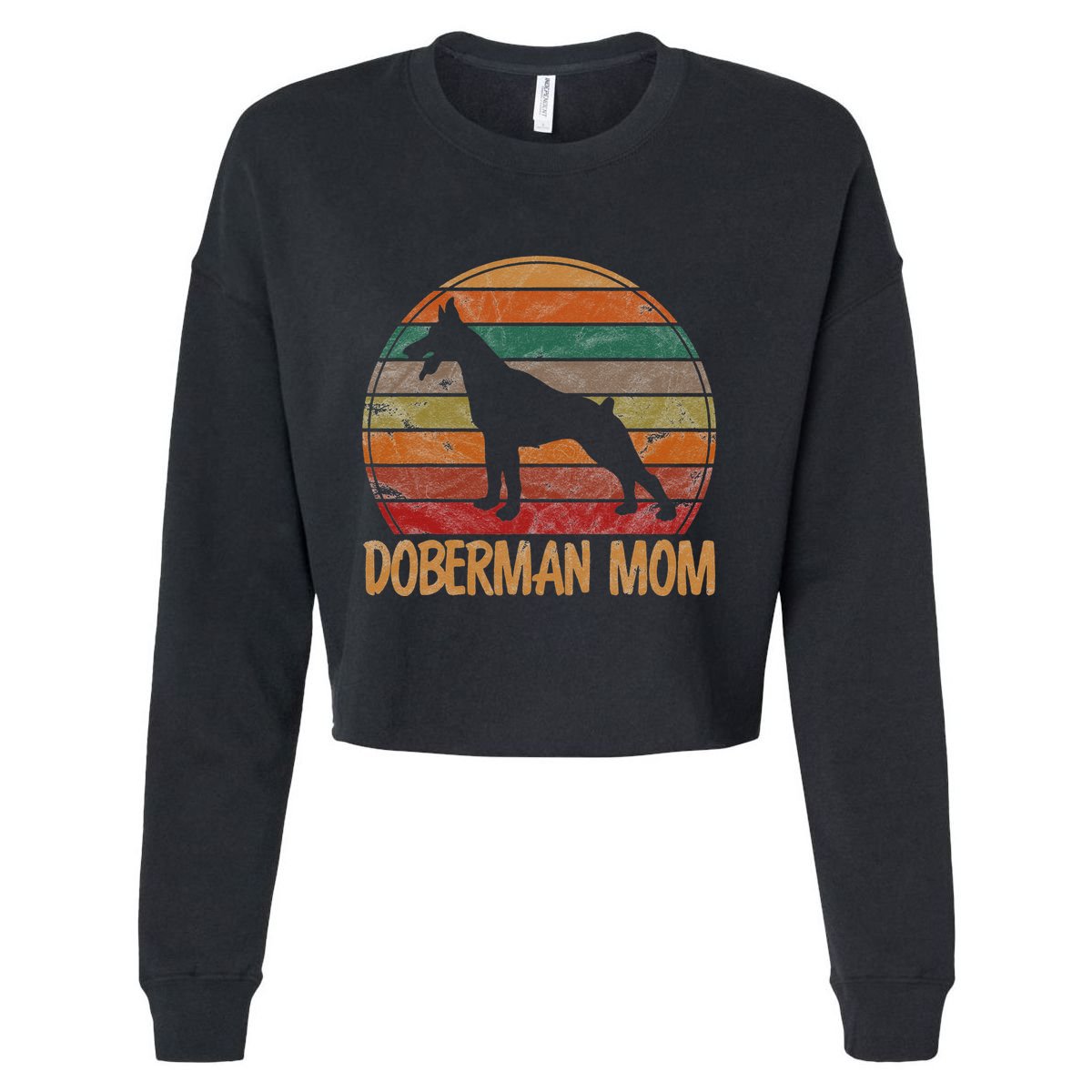 Retro Doberman Mom Gift Dog Mother Pet Pinschers Cropped Pullover Crew