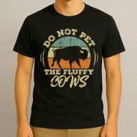 Retro Do Not Pet The Fluffy Cows Vintage Bison Buffalo T-Shirt