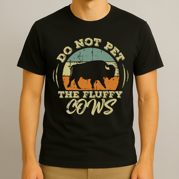 Retro Do Not Pet The Fluffy Cows Vintage Bison Buffalo T-Shirt