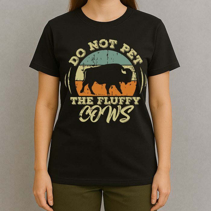 Retro Do Not Pet The Fluffy Cows Vintage Bison Buffalo T-Shirt