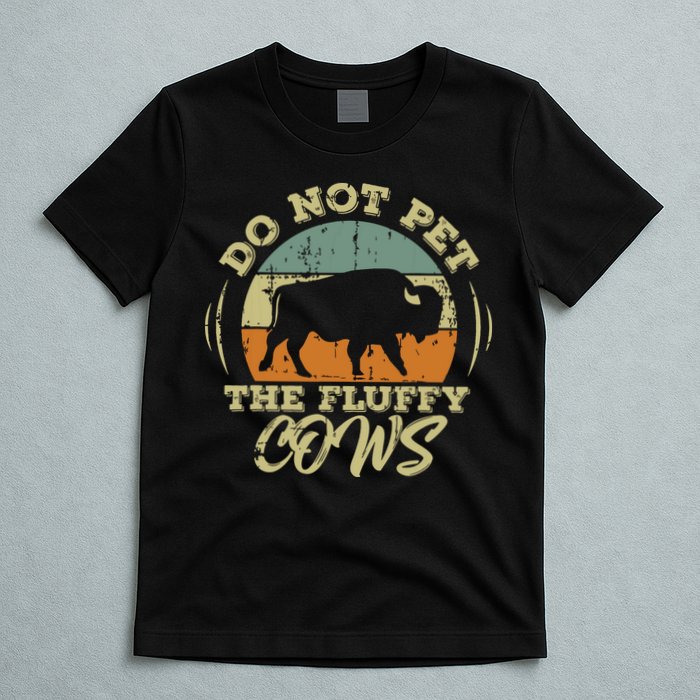 Retro Do Not Pet The Fluffy Cows Vintage Bison Buffalo T-Shirt