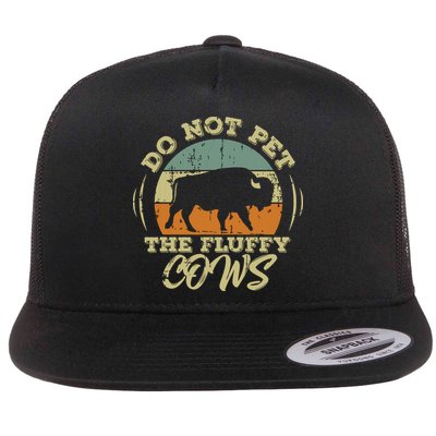 Retro Do Not Pet The Fluffy Cows Vintage Bison Buffalo Flatbill Hat