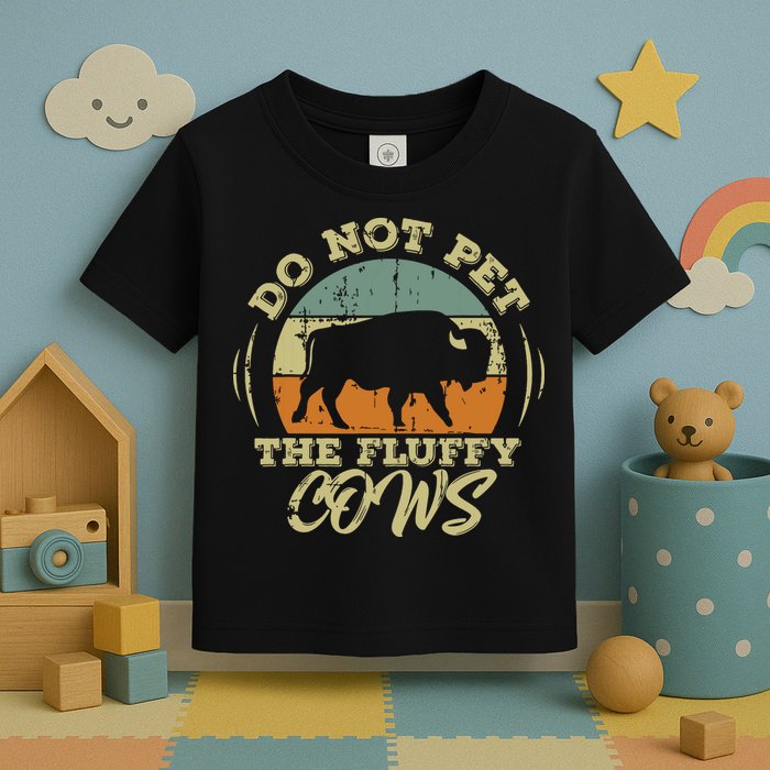 Retro Do Not Pet The Fluffy Cows Vintage Bison Buffalo Toddler T-Shirt