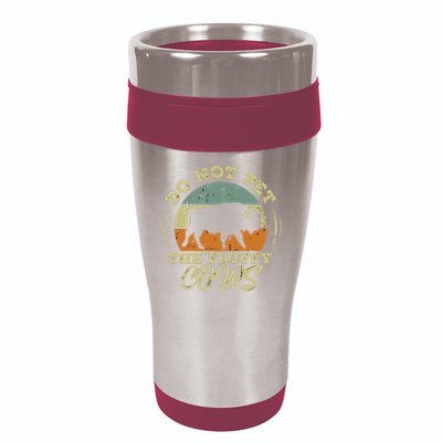 Retro Do Not Pet The Fluffy Cows Vintage Bison Buffalo 16oz Travel Tumbler